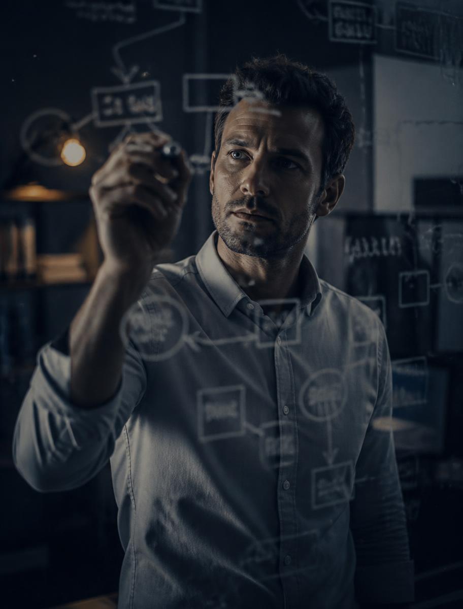 An Altay AI consultant mapping a process on glass alongside a client team